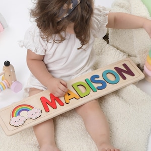 Personalized Name Puzzle, New Baby Gift, Wooden Toys, Baby Shower, Christmas Gifts for Kids, Wood Toddler Toys, First Birthday