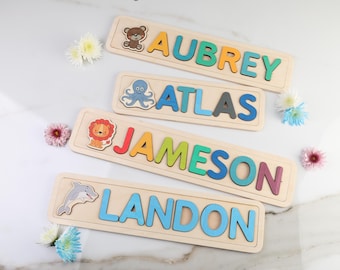 Personalized Name Puzzle, New Baby Gift, Wooden Toys, Baby Shower, Christmas Gifts for Kids, Wood Toddler Toys, First Birthday