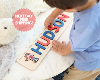 Football Name Puzzle for Baby Boy Personalized Gift Wooden Toys for Toddler Gift 1st Birthday Gift Montessori Toys Baby Gift for Boy