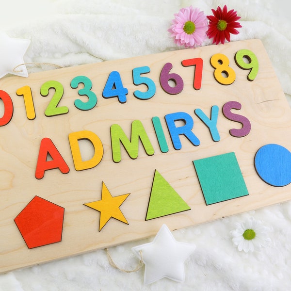 1st Birthday Gift Name Puzzle Personalized Personalized Name Wood Puzzle Handmade Toy Boy Newborn Girl Baby Gift Custom Name Baby Busy Board