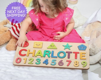 Wooden Name Puzzle by Woodpecker | Name Puzzle | Toddler Toys | Baby Gifts | Gift for Kids | Christmas