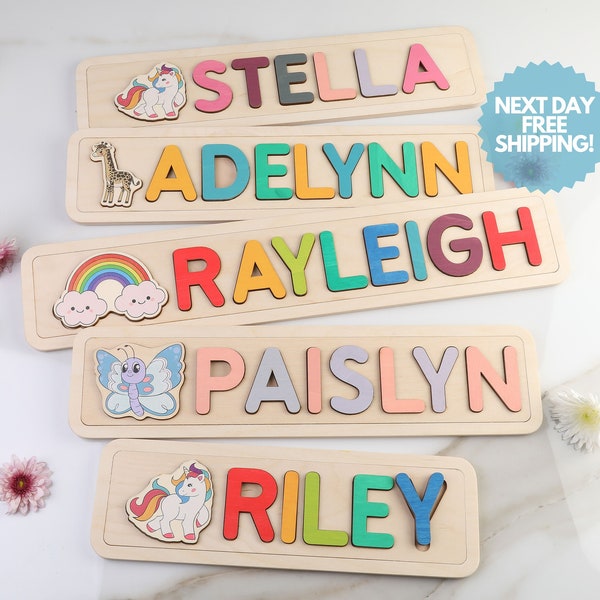 Wooden Name Puzzle, Personalized Birthday Gift, Baby Birthday Decor, Baby Shower Girl Gift, Nursery Decor