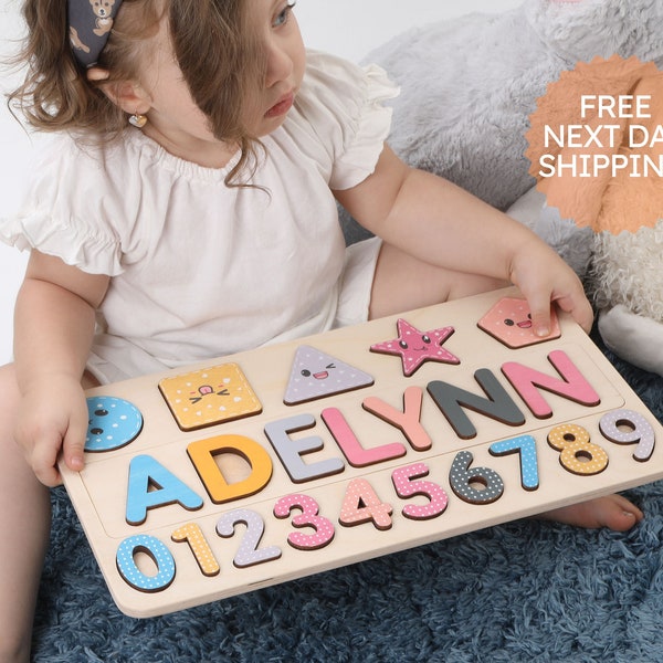 Wooden Name Puzzle by Woodpecker | Name Puzzle | Toddler Toys | Baby Gifts | Gift for Kids | Christmas Present