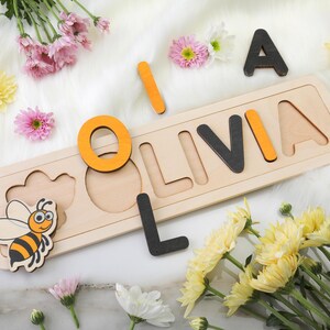 Wooden Name Puzzle by Woodpecker Puzzle | Toddler Toys | Baby Gifts | Gift for Kids | Christmas Present | Easter Gift | 1st Birthday Gift