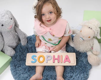 Personalized Name Puzzle, New Baby Gift, Wooden Toys, Baby Shower, Christmas Gifts for Kids, Wood Toddler Toys, First Birthday