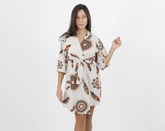 Evil Eye Cotton Kimono Robe: Boho Mystic Jacket