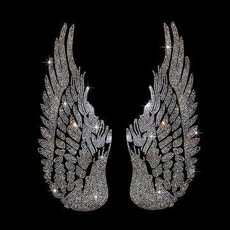Super Sparkly Angel Wings Cystal Rhinestone Iron On Heat Etsy