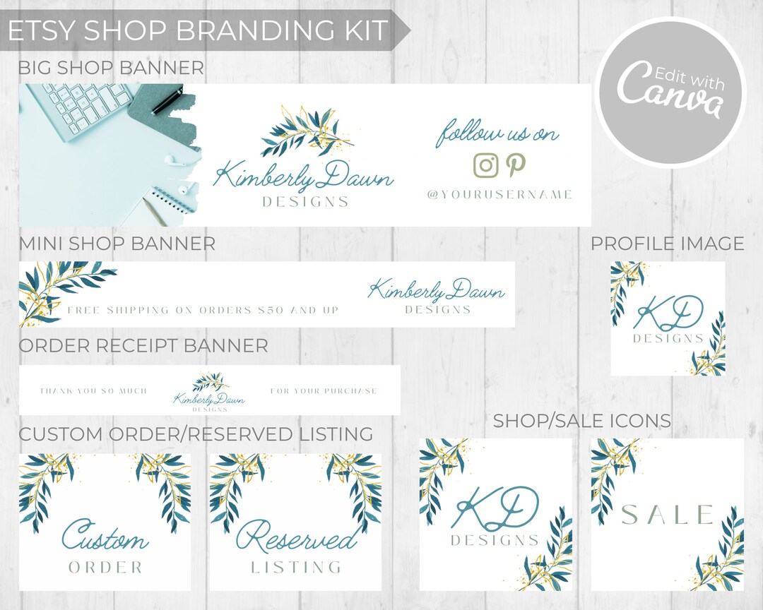 Etsy Shop Branding Kit Etsy Branding Kit Branding Kit Teal Gold Etsy Shop Branding Kit Etsy Branding Kit Branding Kit Teal Gold