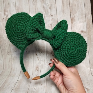 Christmas green mickey Ears, Crochet Mouse Ear Headband Crochet Ears, Disney Ears, Mouse ears