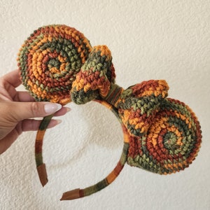 Fall Crochet Ears, Fall Minnie ears, crochet mickey ears, crochet minnie ears, Mouse ears