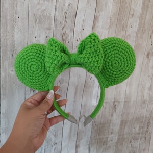 Lime Green Crochet Ears, winter Crochet Mouse Ear Headband, Crochet Ears, Fall Minnie ears, red Minnie ears, Mouse ears