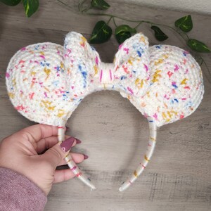 White sprinkle, Mouse Ears, Crochet Ears, winter Crochet Ears, Fall Minnie ears