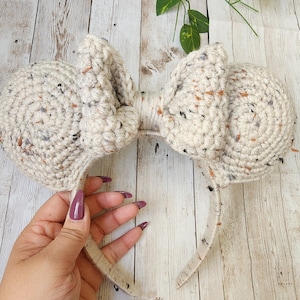 White Crochet mickey Ears, Crochet Mouse Ear Headband Crochet Ears, Disney Ears, Mouse ears