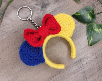 Princess Keychain, snow white keychain, mouse ear headband keychain, Disney Ears, Mouse ears