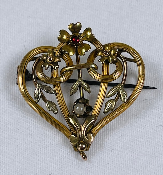 Heart shaped brooches from 1890 - image 1