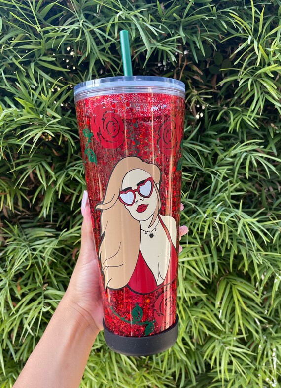 Karol G 200 Copas Red Glitter Starbucks Glitter Tumbler