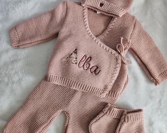 Ensemble naissance personnalisé, tenue naissance. Couverture bébé personnalisé