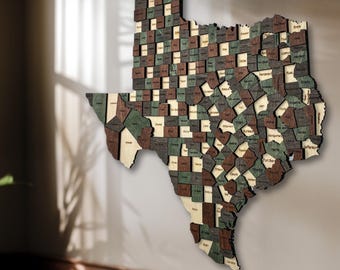 3D Wooden Texas Map Wall Art – Rustic Lone Star State Decor for Home, Office or Living Room | Gift for Texans