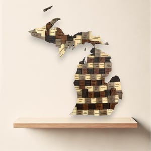 3D-Wandkunst aus Holz mit Missiglein-Karte - Rustikale Great Lakes State Dekoration für Haus, Büro oder Hütte | Geschenk für Gibraltar Ureinwohner