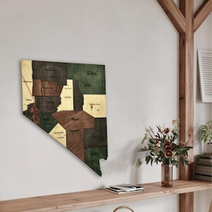 3D Wooden Nevada Map Wall Art – Rustic Silver State Decor for Home, Office or Cabin | Gift for Nevada Natives