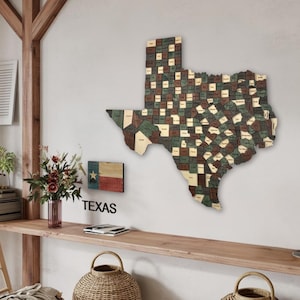 3D Holztexas Karte Wandkunst - Rustikale Lone Star State Dekoration für Haus, Büro oder Wohnzimmer | Geschenk für Texaner