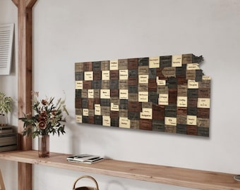 3D Wooden Kansas Map Wall Art – Rustic Sunflower State Decor for Home, Office or Living Room | Gift for Kansas Natives
