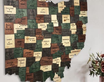 3D Wooden Ohio Map Wall Art – Rustic Buckeye State Decor for Home, Office or Living Room | Gift for Ohio Natives