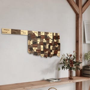 3D Wooden Oklahoma Map Wall Art – Rustic Sooner State Decor for Home, Office or Cabin | Gift for Oklahoma Natives