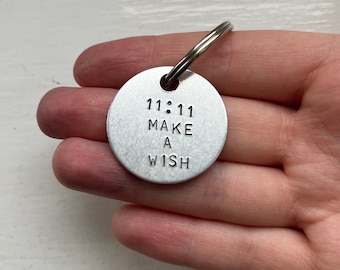 Personalised Metal Stamped Aluminium I 11:11 Make a Wish Keyring | angel number