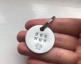 Personalised Metal Stamped Aluminium Dog Mum Keyring | Dog Lover | Dog gifts | Pets | Animal Lover