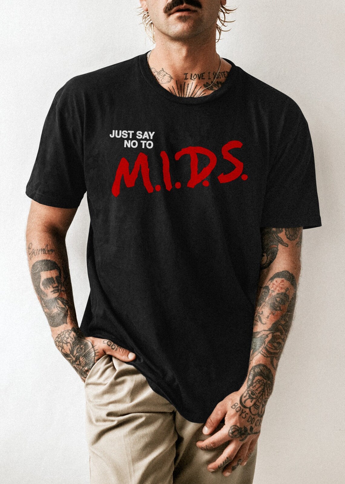 Just Say No to Mids Tshirt Minimalist Casual Unisex Smoker Stoner