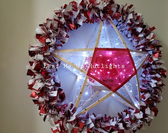 Filipino Parol Christmas Decor With Lights, Handmade Red Parol Christmas Hanging Ornament, 5 Pointed Star Decor