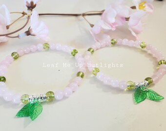 Pulsera elástica de cuarzo rosa y peridoto, accesorios para mujer, joyería para el día a día, regalo de cumpleaños para niñas.