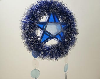 Adorno colgante de estrella navideña azul estilo filipino (Parol).