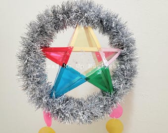 Parol filipino colorido, adorno navideño colgante, decoración de parol de tamaño pequeño para Navidad