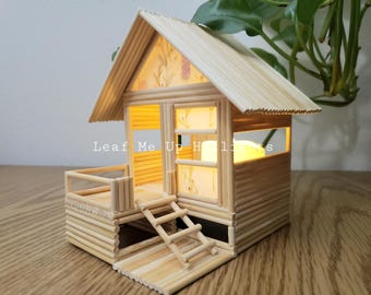 Portavelas de bambú en miniatura, Mini Bahay Kubo, decoración de primavera