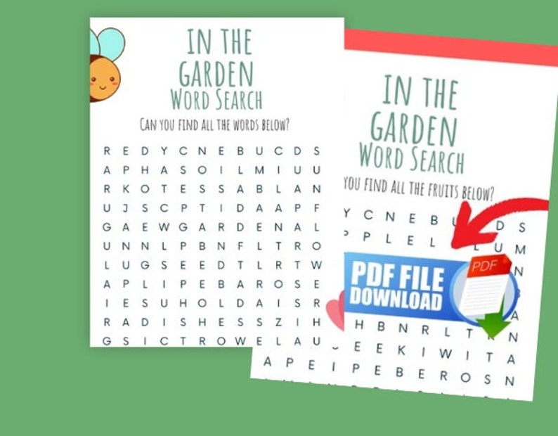 Printable Garden Word Search Puzzles, Spring Season Downloadable Game ...