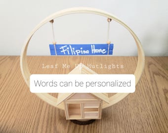 Personalized Bamboo Home Decor: Filipino House Tealight Holder