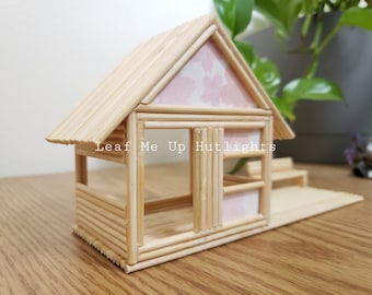 Casa en miniatura de flor de cerezo, decoración asiática hecha a mano, mini Bahay Kubo de Filipinas, portavelas