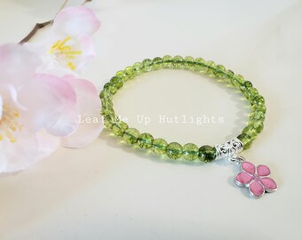 Pulsera elástica de peridoto, joyería para mujer, regalo de cumpleaños
