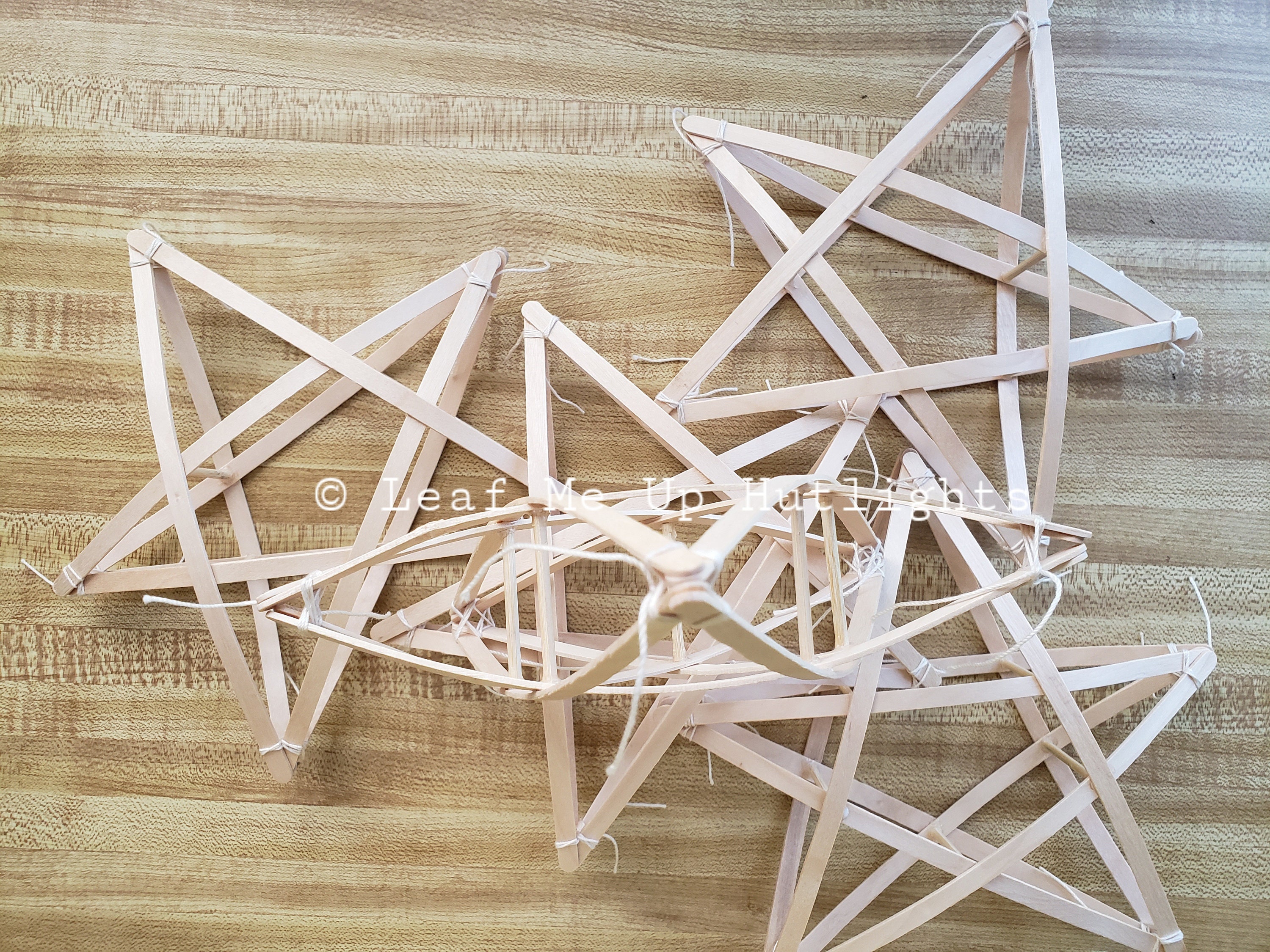 Filipino Parol Frames 7" for DIY Christmas Ornaments, 5 Pointed-Star Bamboo Frames for Parol Making Activities, Star Shape Decor for Craft