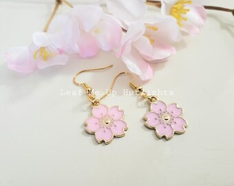 Pendientes de flor de cerezo, joyas de primavera para mujer, pendientes colgantes, regalo para ella