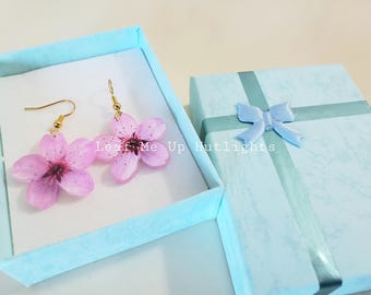 Pendientes de flor de sakura, joyas de flor de cerezo acrílica, pendientes colgantes hipoalergénicos, accesorios para mujer