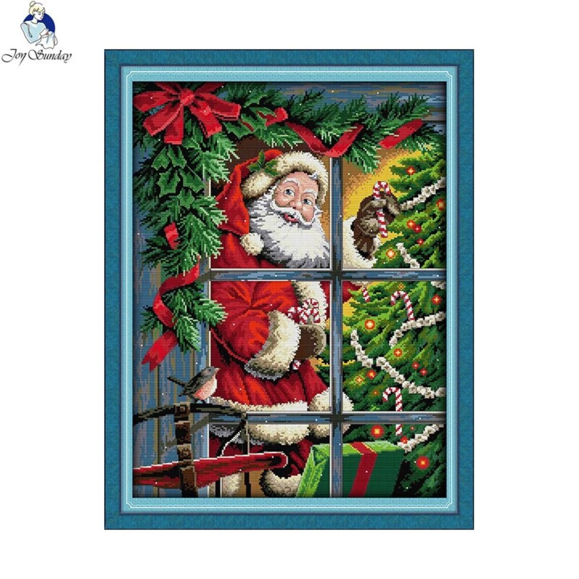Joy Sunday Santa Claus Christmas Cross stitch kit printed Etsy