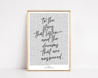 ACOTAR Digital Art Print | To the Stars Who Listen Quote | Rhysand Downloadable | Sarah J Maas Merch | Night Court Wall Art | Bookish Decor