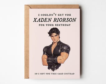 Xaden Riorson verjaardagskaart afdrukbaar, cadeau vierde vleugel, grappige Romantasy-kaart, Basgiath War College, digitale download Dragon Rider