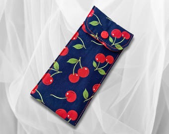 Glasses case, soft pouch, Cherry, soft padded glasses case, pencil case, Cherries
