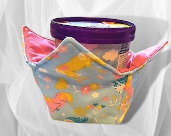 Ice cream cozy, Ice cream holder, ice cream bowl, Noodle bowl, Kids party bowl, bowl holder, party gift, Unicorns