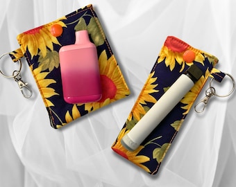 Vape case, vape pen case, vape holder, vape sleeve, keyring, mini vape case, ecig case, sunflowers, christmas gift