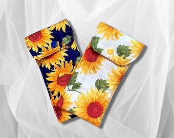 Glasses case, soft padded glasses case, soft pouch, sunflowers, pencil case, mothers day gift, valentines gift